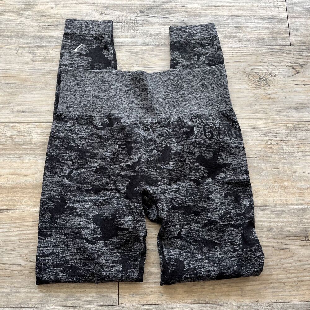 Gymshark Camo Leggings Medium Dark Gray Athletic Seamless